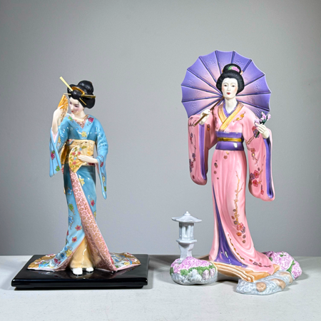 FRANKLIN MINT PORCELAIN GEISHA FIGURES