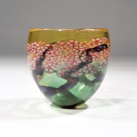 ROBERT HELD (B. 1943) ART GLASS CHERRY BLOSSOM BOWL